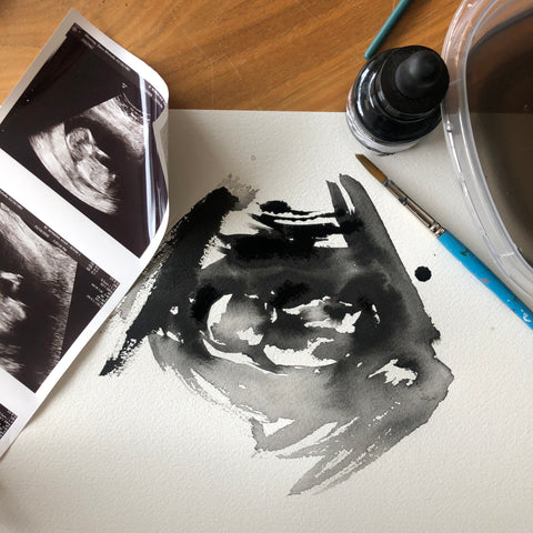 Custom Watercolour Ultrasound Painting