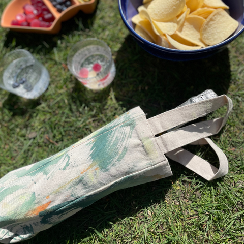 Picnic Wine Tote Bag - GREEN/ORANGE