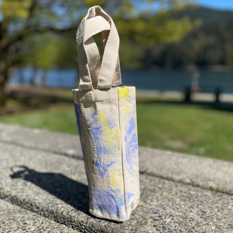 Picnic Wine Tote Bag - LILAC/YELLOW