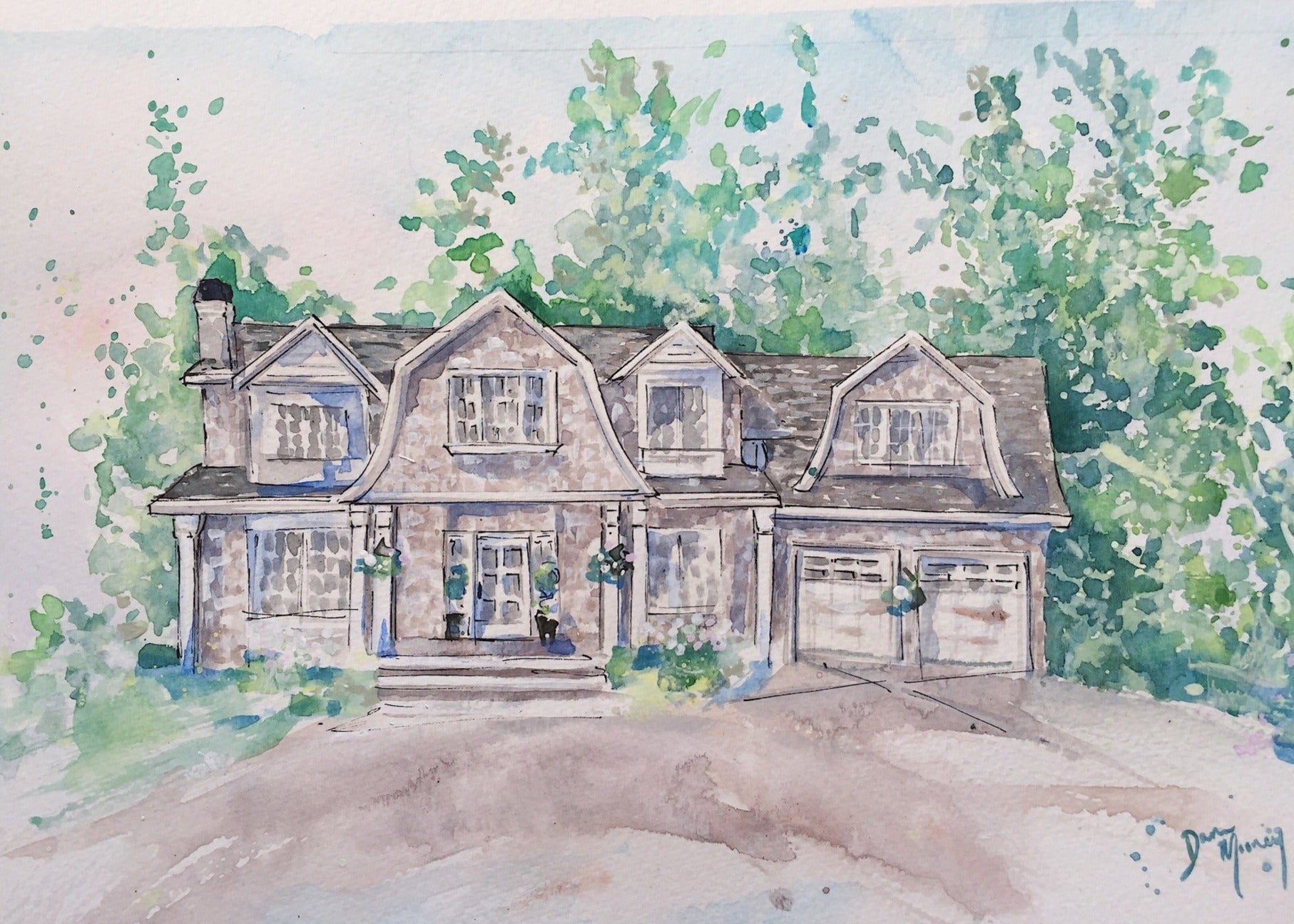 Custom watercolour home painting Monika Hibbs