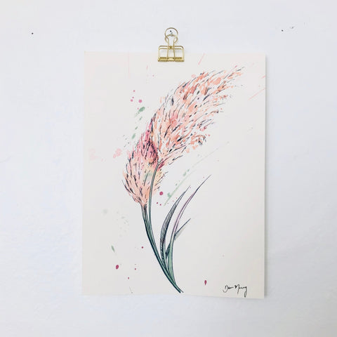 Pampas Grass Eucalyptus Botanical Watercolour Painting